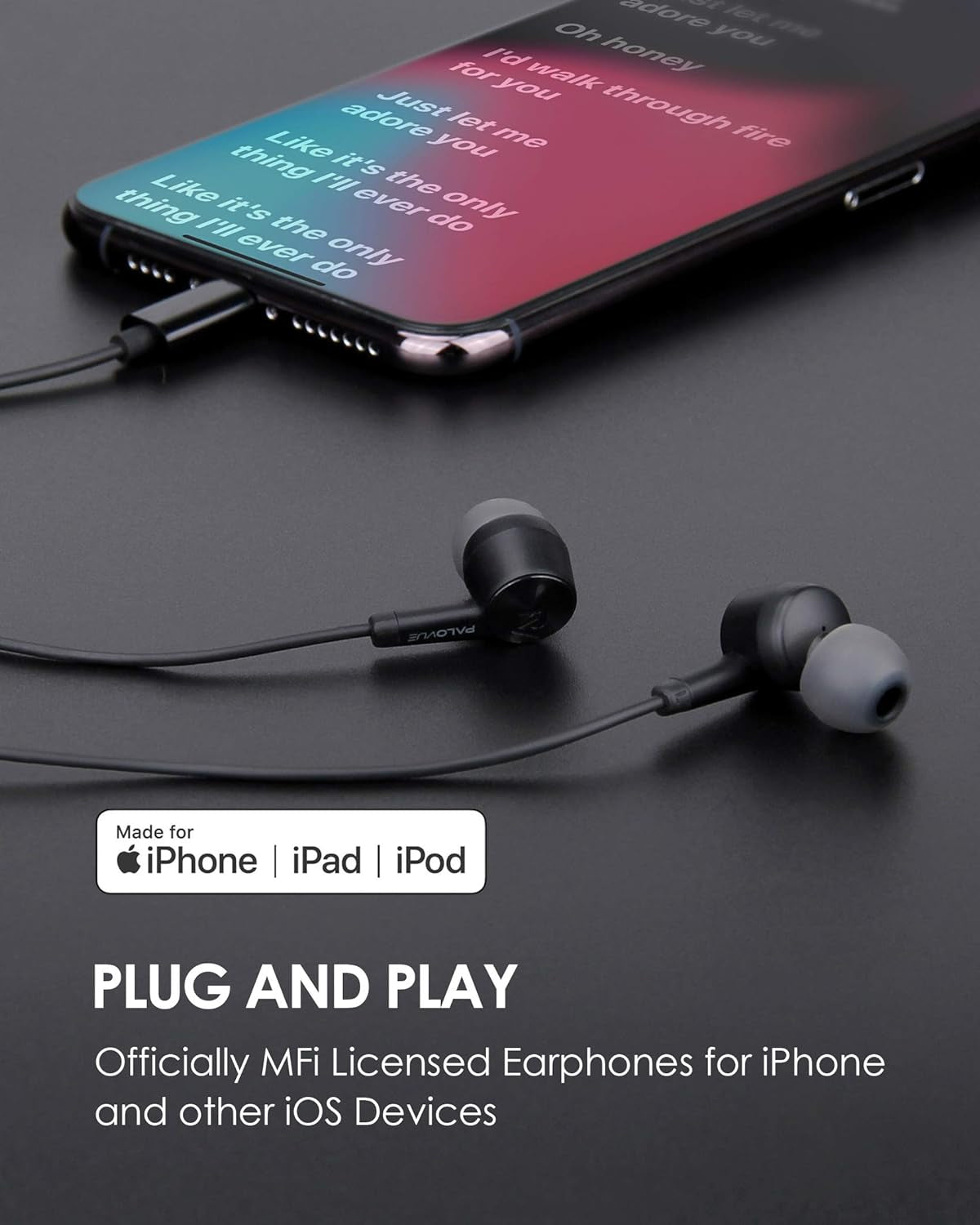 Iphone Headphones Earbuds Earphones Wtih Lightning Connector Apple Mfi Certified Compatible 14 13 12 11 Pro Max X XS XR 8 7 plus with Microphone Controller Sweetflow Black